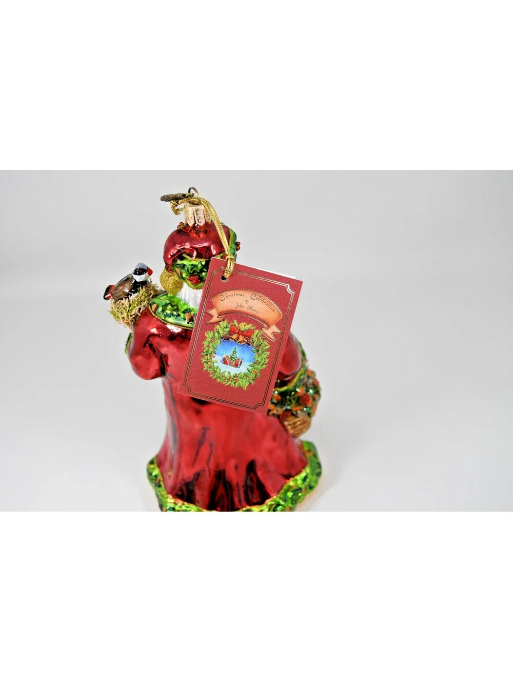 John Huras Blown Glass Ornament Santa Father Christmas Bird 14076 Neiman Marcus